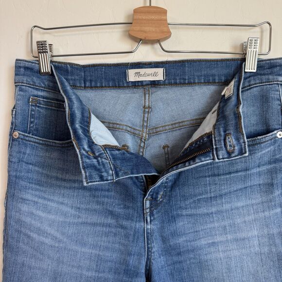 Madewell 10" High Rise Skinny Jeans Tulip Hem Light Blue Distressed Denim Sz 30 - Picture 6 of 10